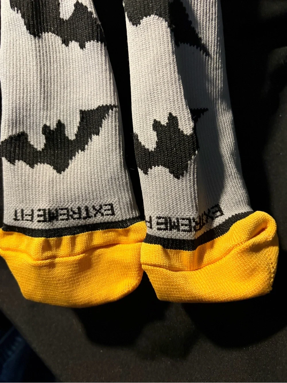 Adult Bat Pattern Knee-High Costume Socks - Yellow & Gray Compression stockings